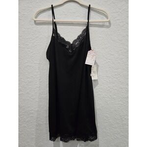 Jonquil inBloom Black‎ Lace Trim Cami Slip Dress Pajama Size S